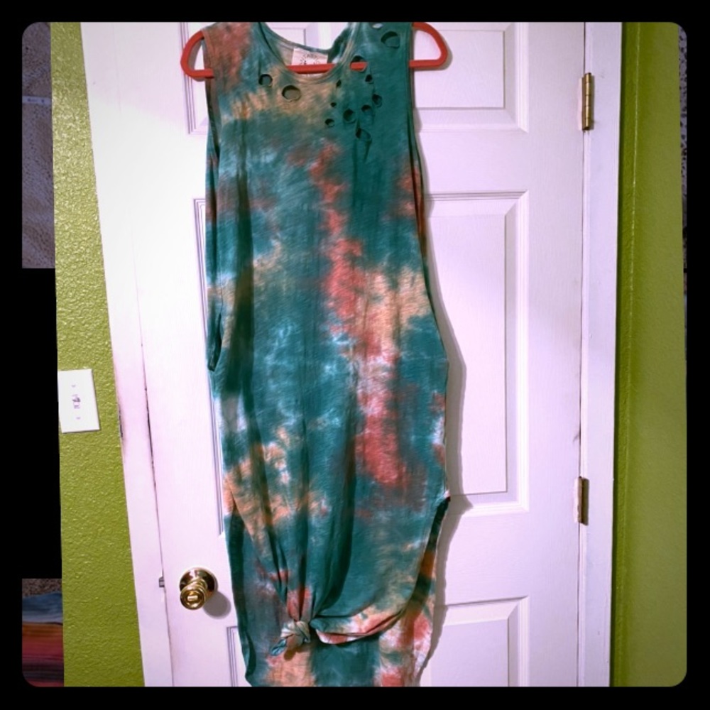 Green Tie-Dye Dress